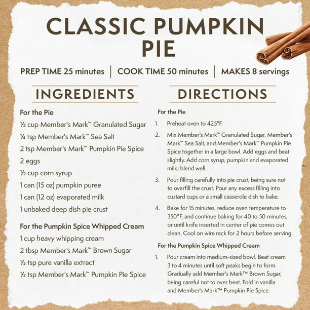 Pie Recipe Mace In Pumpkin Pie Member's Mark Pumpkin Pie Spice