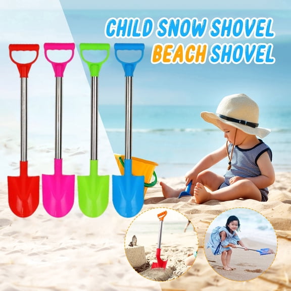 4Pcs Beach Spades Small Sand Shovels Toys 20.8" Long Metal Handle Spade For Summer Winter Digging Sand And Snow Camping Backyard Planting(4 Colors)