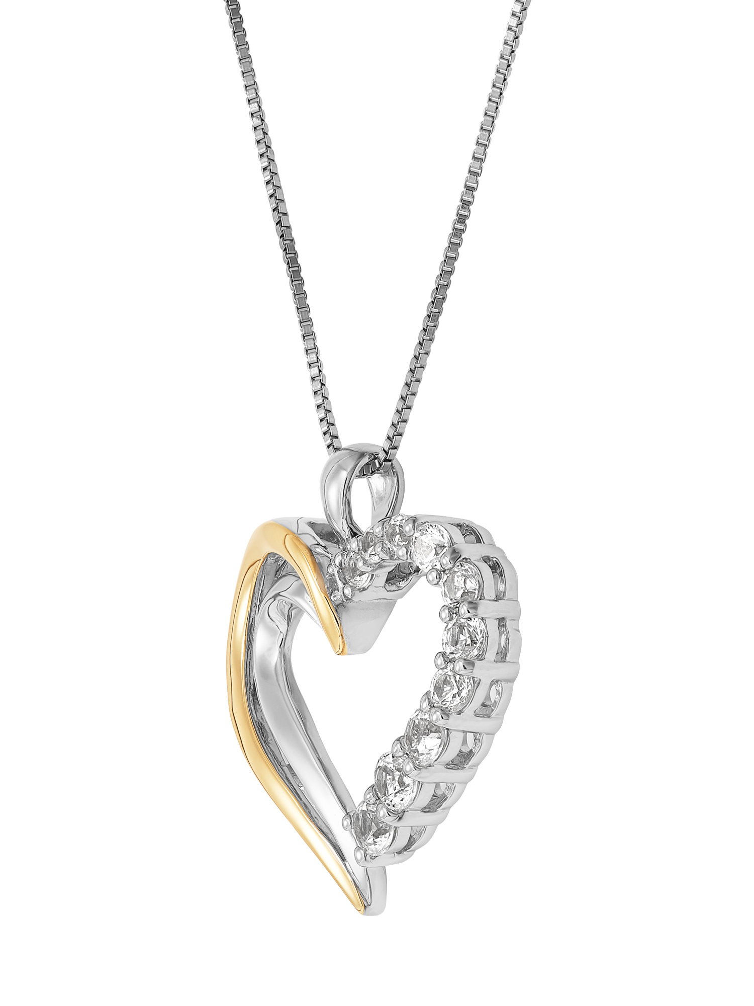 Brilliance Fine Jewelry Created White Sapphire Heart Pendant in Sterling Silver and 10K Gold