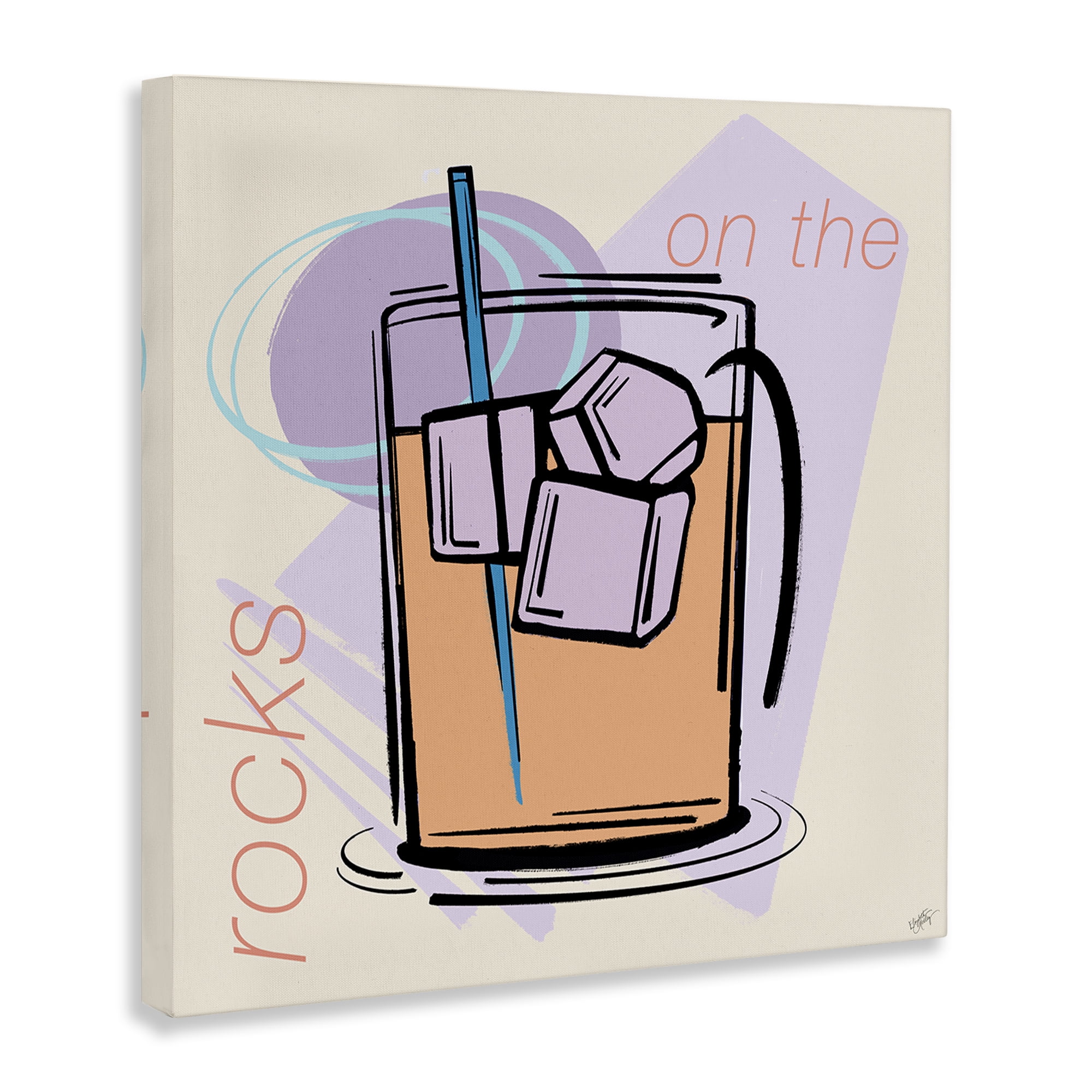 Stupell Industries On The Rocks Drink Food & Beverage Painting Wrapped Canvas Art Print Wall Art, 30 x 30