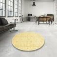 thumbnail image 3 of Ahgly Company Indoor Round Abstract Chrome Gold Yellow Oriental Area Rugs, 5' Round, 3 of 6