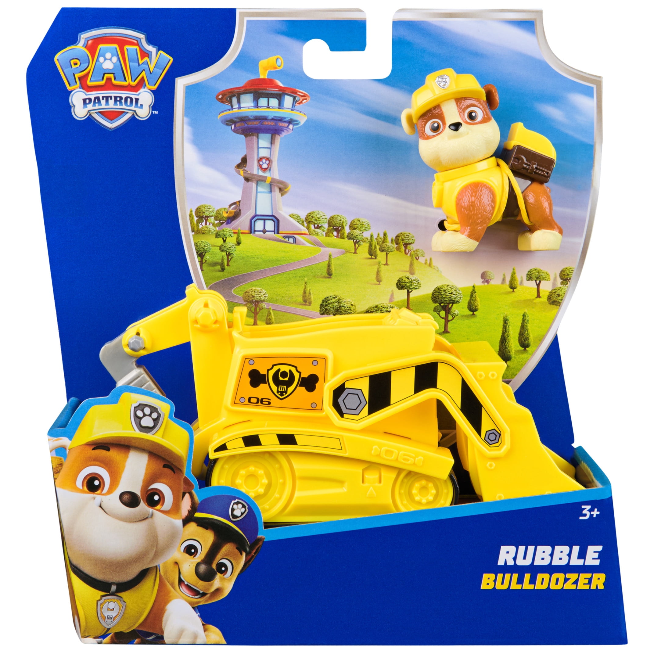 PAW Patrol Bulldozer Vehicle with Collectible Rubble Figure, Sustainably Minded Toys for Kids Ages 3+