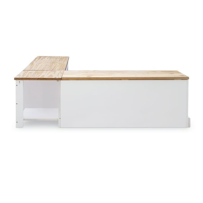 Linon Tobin Backless Corner Breakfast Nook Bench with Storage Seats 4 Natural Finish Table sold separately