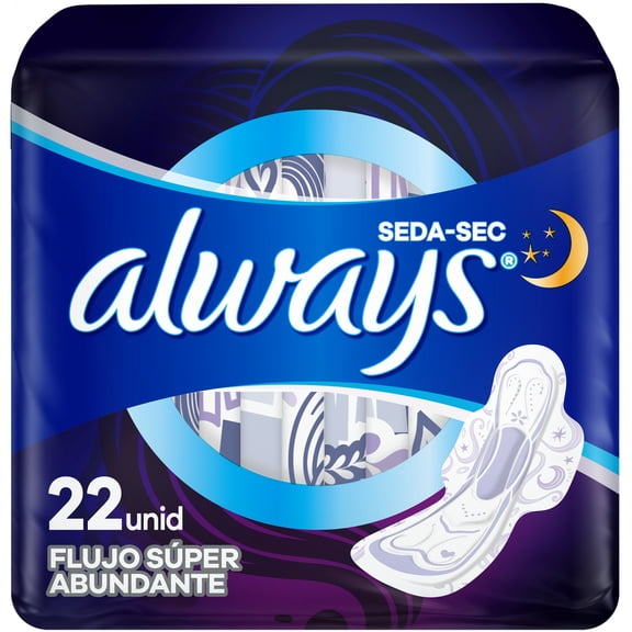 Toallas Femeninas Nocturna Always Seda-Sec, 22 pzas