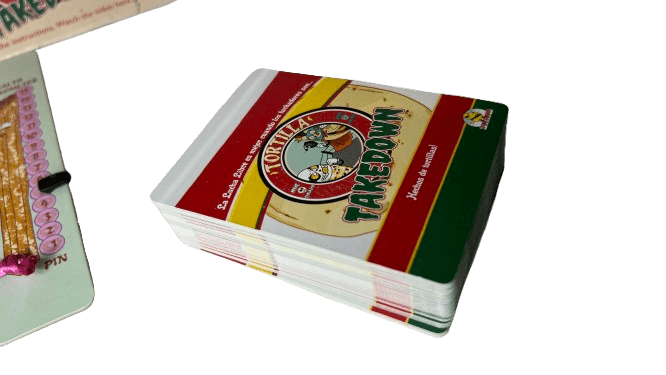 Tortilla Takedown by Lethal Chicken Games: A hilarious luchador food fight card game for ages 8+ with fast-paced, family-friendly fun.