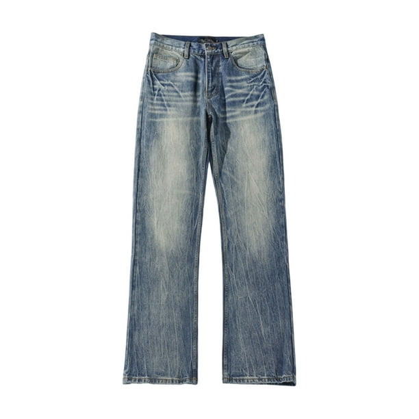 Ceisia Men Solid Color Basic Loose Wide Leg Straight Denim Pants Gift Casual Daily Jeans