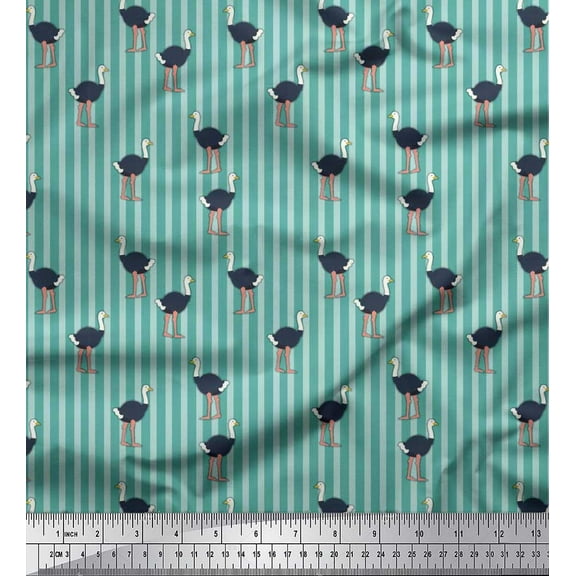 Soimoi Cotton Duck Fabric Stripe & Ostrich Bird Fabric Prints by Yard 42 Inch Wide