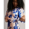 thumbnail image 2 of Zaccai Women's Blue Satin Abstract Wrap Dress, 2 of 6