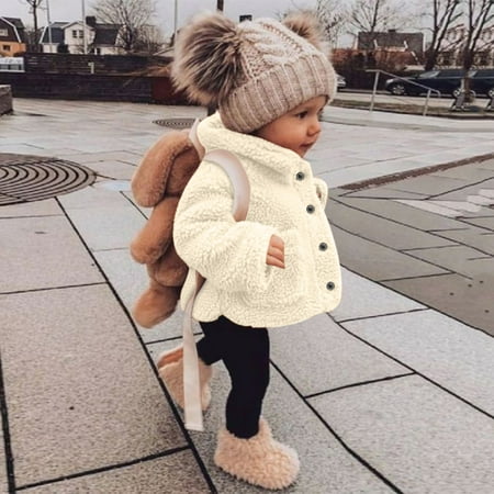 

FZM Christmas Toddler Boys Girls Coat Winter Windproof Thicken Coat Jacket Child Warm Button Outerwear Jacket With Pocket