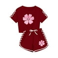 thumbnail image 5 of Piuwrlz Kids Short Sets Boys Girls Summer Outfit Set Printed Round Neck Tight Shirt T-Shirt and Shorts Set Wine Size 5 Years, 5 of 9