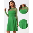 thumbnail image 2 of Vestido de fiesta de patinadora transparente con corazón transparente de malla para mujer Allegra K Verde L, 2 of 6