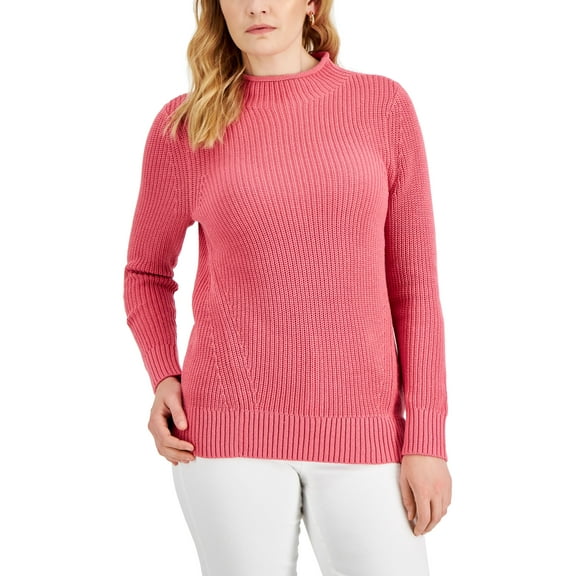 Women's Cotton Mock-Neck Sweater Pink Orchid XL