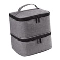 thumbnail image 4 of Estuche organizador de esmaltes de uñas, bolsa de transporte de doble capa para brochas y maquillaje. Gris, 4 of 9
