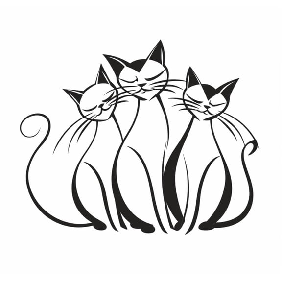 Three Cats Car Decal Sticker – Transparent Background Cute Minimalist Cat Family Vinyl Decal for Car Window, Bumper, Truck, SUV, Laptop, Waterproof Weatherproof Pet Lover Auto Sticker