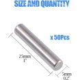 thumbnail image 2 of Glarks 50-Pieces 5x25mm Dowel Pin Stainless Steel Shelf Support Pegs Pin Rod Fasten Elements, 2 of 6