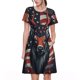 thumbnail image 1 of Balery Modern USA Deer Head Vestidos sueltos de manga corta para mujer, vestidos de verano 2025, vestidos casuales de corte A con vuelo., 1 of 6
