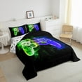 thumbnail image 3 of Manfei Kids Gamepad Controller Bedding Comforter Set,Console Video Game Twin Comforter Sets,Green Purple Ombre Bedding Set For Boys,Luxury Bedroom Decor Reversible,2pcs, 3 of 8