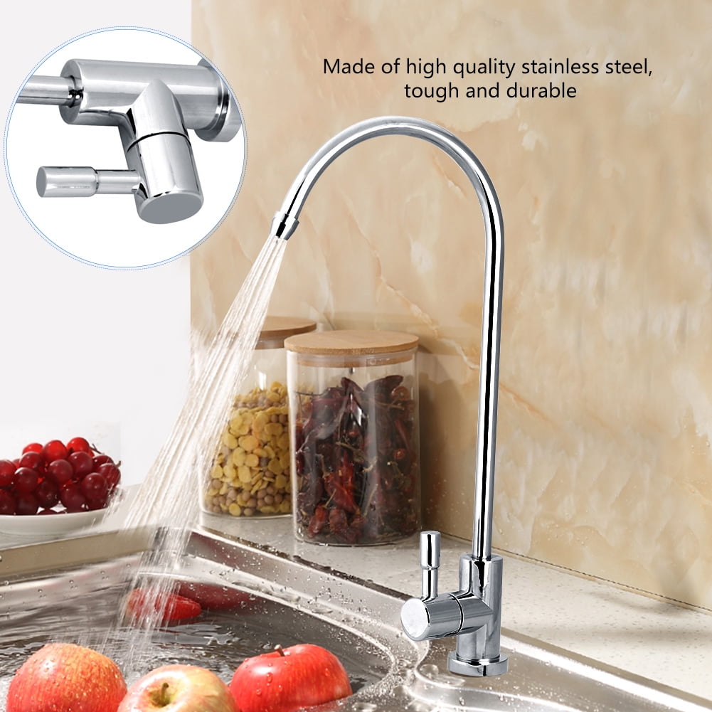TOPINCN 1/4'' Stainless Steel Kitchen Sink Faucet Tap Chrome Reverse Osmosis RO Drinking Water Filter,1/4'' Faucet Tap