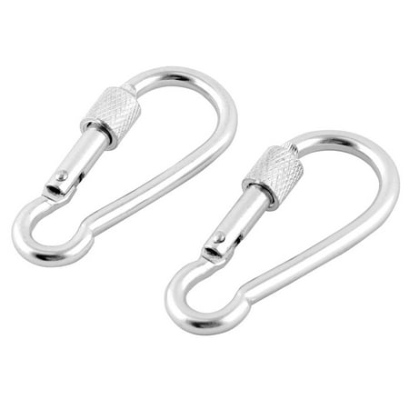 Hock Bottles - Outdoor Aluminium Gourd Shaped Bag Bottle Carabiner Snap Hook Silver Tone 2 Pcs