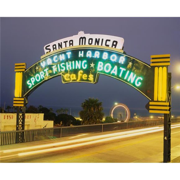 Panoramic Images PPI79145L Santa Monica Pier Sign Santa Monica Ca Poster Print, 29 x 36