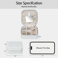 thumbnail image 3 of Keyroal Travel Jewelry Box with Mirror, PU Leather Organizer with Anti-Tangle Hooks & Customizable Dividers for Earrings, Necklaces, Bracelets, Gift for Girls, Daughter & Friends (White), 3 of 9