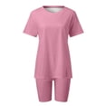 thumbnail image 3 of Womens Two Piece Outfits Short Sleeve Tops Short Pants Running Yoga Sport Sets, 3 of 5