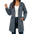 thumbnail image 5 of Brnmyaeo Women's Zip Up Long Hoodies Oversized Fleece Tunic Sweatshirts with Pockets Casual Waist drawstring Jacket Coats Fall Trendy Zipper Hoodie, 5 of 8