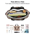 thumbnail image 4 of Tote Bag for Women - Beige Christmas Gingerbread Man Pattern Shoulder Bag - Large Utility Work Duffle Bag with Zipper Handbag for Travel, Work, Sprots, 4 of 5