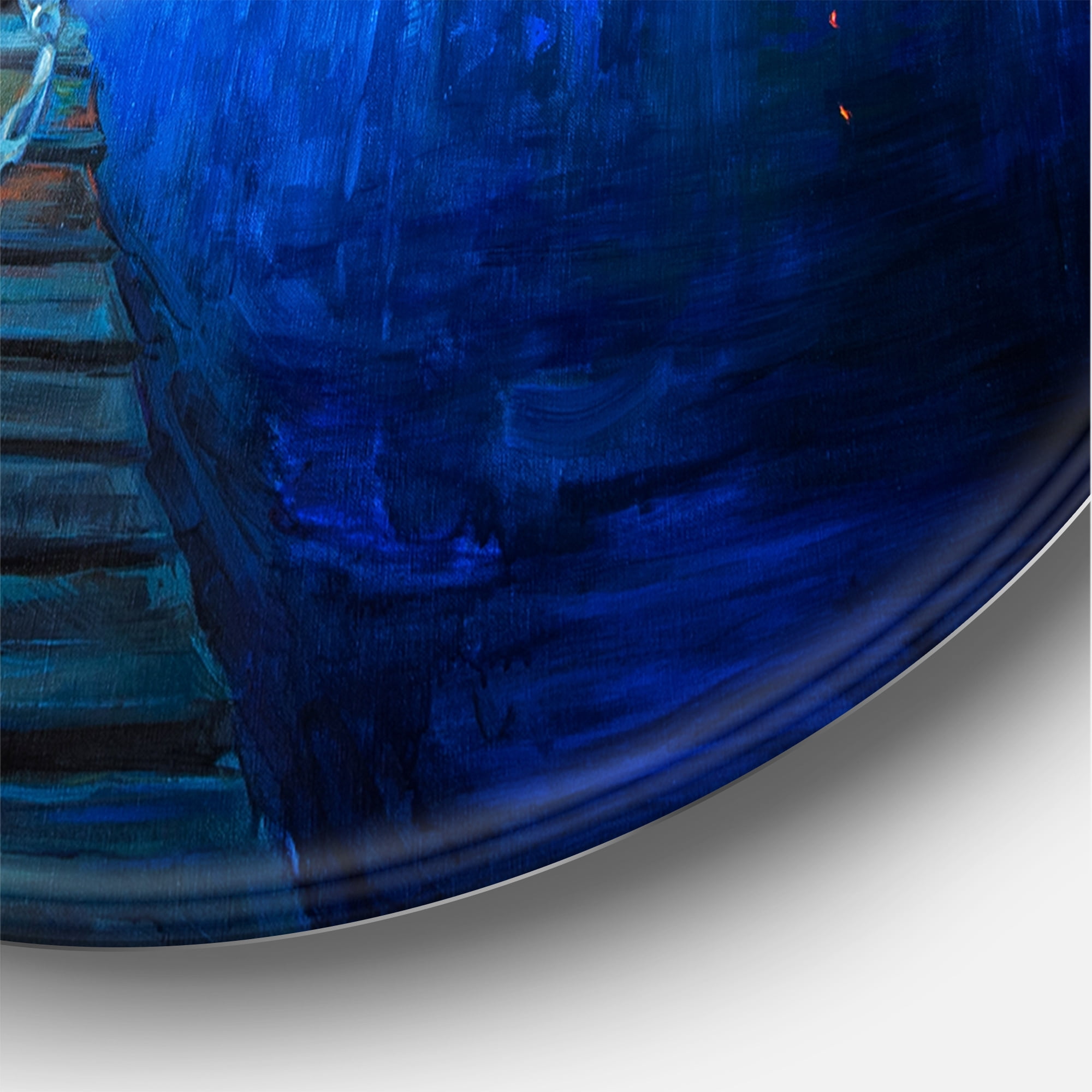 Designart 'Boats During Warm Sunset Resting On The Water III' Nautical & Coastal Circle Metal Wall Art 36x36 - Disc of 36