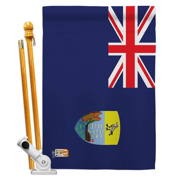 AA-CY-HS-140197-IP-BO-D-US18-AG 28 x 40 in. Saint Helena Flags of the World Nationality Impressions Decorative Vertical Double Sided House Flag Set & Pole Bracket Hardware Flag Set