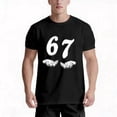 thumbnail image 6 of Men'S Vintage Number 67 Palm Print T-Shirt | Retro 67 Design with Palm Trees & Roman Colosseum-Inspired Arch - Casual Round Neck Short Sleeve Tee - Lightweight, Machine Washable Summer Shirt For Men, 6 of 7