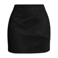 thumbnail image 2 of Lolmot Faux Suede Womens Mini Skirts Fall Fashion Ruched Wrap Pencil Skirt High Waist Bodycon Skirts Western Y2K Business Outfits, 2 of 7