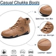 thumbnail image 2 of Men's Outdoor Casual Chukka Boots Handmade Leather Upper Waterproof Sneakers Lightweight for Hiking Wear-resistant Shoes Brown 11.5 US, 2 of 7