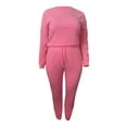 thumbnail image 3 of LovelyWholesale Long Sleeve Round Neck Plus Size Round Neck Drawstring Women's Plus Pants Set, 3 of 6