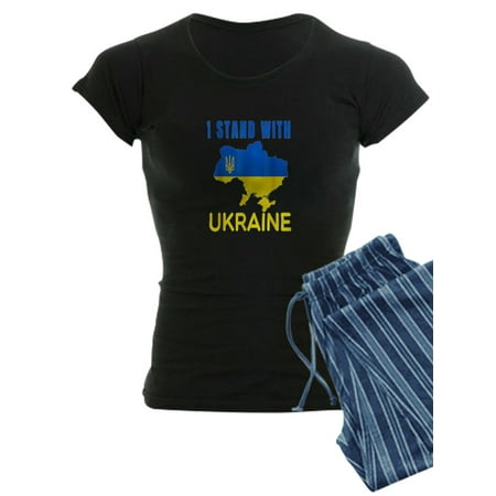 

CafePress - I Stand With Ukraine Flag Emblem Map Patri Pajamas - Women s Dark Pajamas