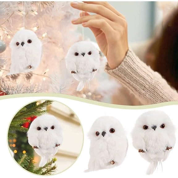 2 Pcs Furry Hanging Owl Ornaments Christmas Owls Decor, Assorted Plush Stuffed Animal Mini Owl Doll Craft Project Party Favors for Christmas Tree Home Wall Decoration, Gift for Owl Lovers