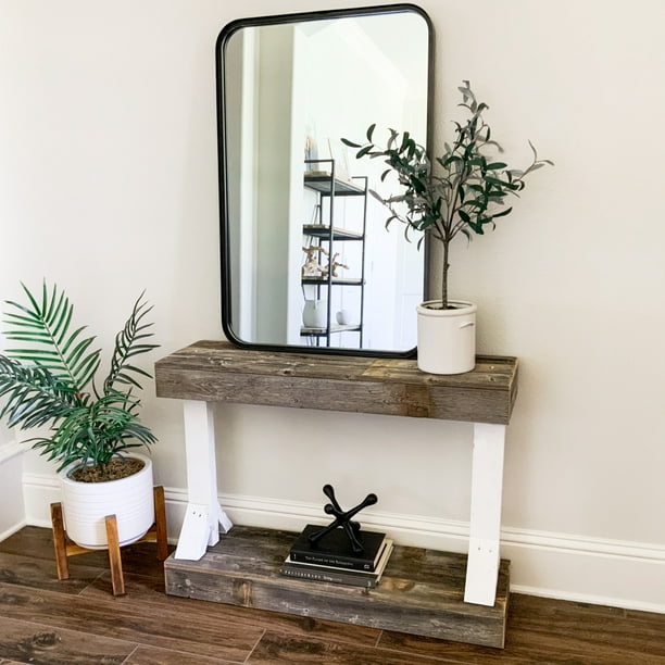 Rustic Reclaimed Barb Console Table, Barb Small Console Table White Wood
