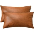 thumbnail image 1 of Funda de almohada lumbar de piel sintética de granja de 12.0 x 20.0 in, almohada lumbar decorativa de estilo rural moderno para dormitorio, sala de estar, sofá, juego de 2 almohadas de acento marrón Ofspeizc CZJJ-ZC35-1, 1 of 6