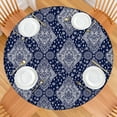 thumbnail image 2 of Colorful Floral Round Tablecloth Bohemian Design, Elastic Hem Fits 52-56 Inch Tables for Kitchen and Party, 2 of 7