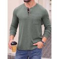 thumbnail image 5 of JWD Mens Long Sleeve Henley Shirt Casual Button Neck T Shirt Soft Lightweight Crew Neck Tee with Chest Pocket Green L, 5 of 6