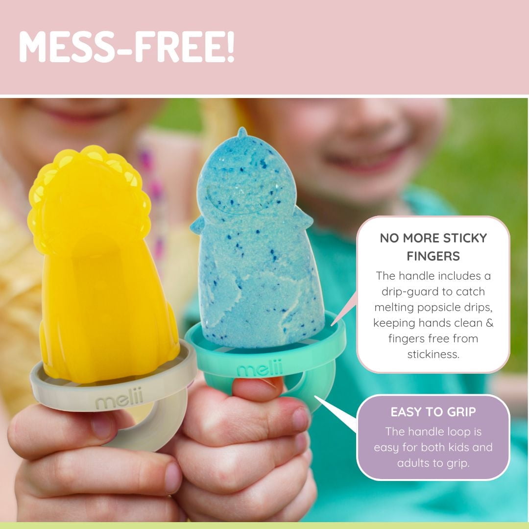 Melii Animal Ice Pops with Tray – Reusable Silicone Molds