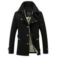 thumbnail image 2 of QHFBli Lightweight Mens Trench Coat Men's Solid Color Anorak Jacket Long Sleeve Turn-Down Collar Windbreaker Coat for Autumn Black XXXXL, 2 of 3