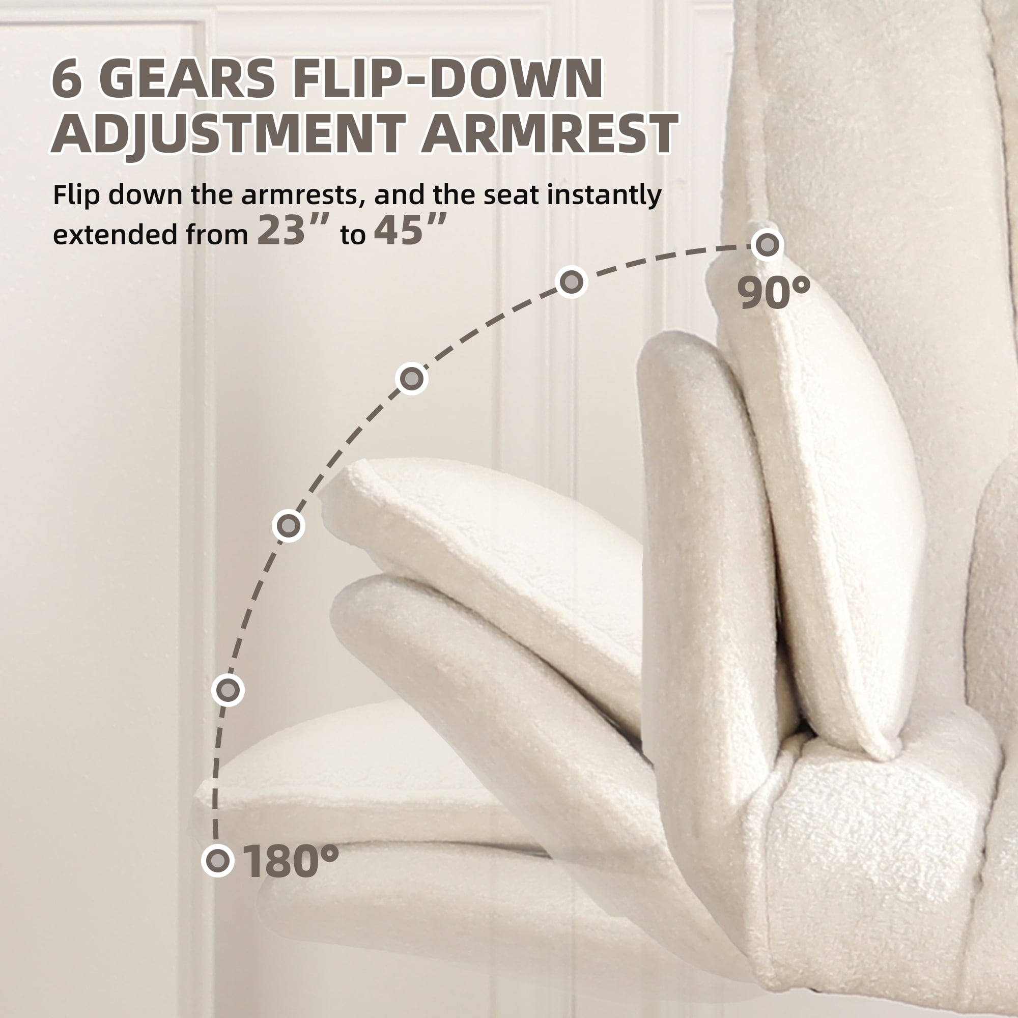 Cross Legged Office Chair with Wheels & Dynamic Airbag Lumbar Support, Criss Cross Wide Seat, 5-Position Fold-Down Armrests, Swivel Vanity Chair for Home Office, Beige