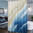 thumbnail image 6 of Navy Blue Beige Beach Shower Curtain, Abstract Gradient Sandy Beach Ocean Waves Waterproof Shower Curtain Set with 12 Hooks Lightweight Bath Curtains Fabric Bathroom Decor 72x72 Inches, 6 of 9