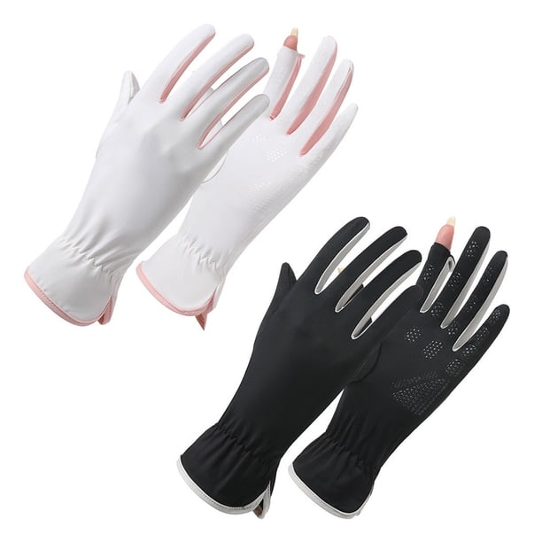 2 pares de guantes de protección solar para mujer, de verano, antiultravioleta, para montar al aire libre, sin dedos, con protección bucal 557