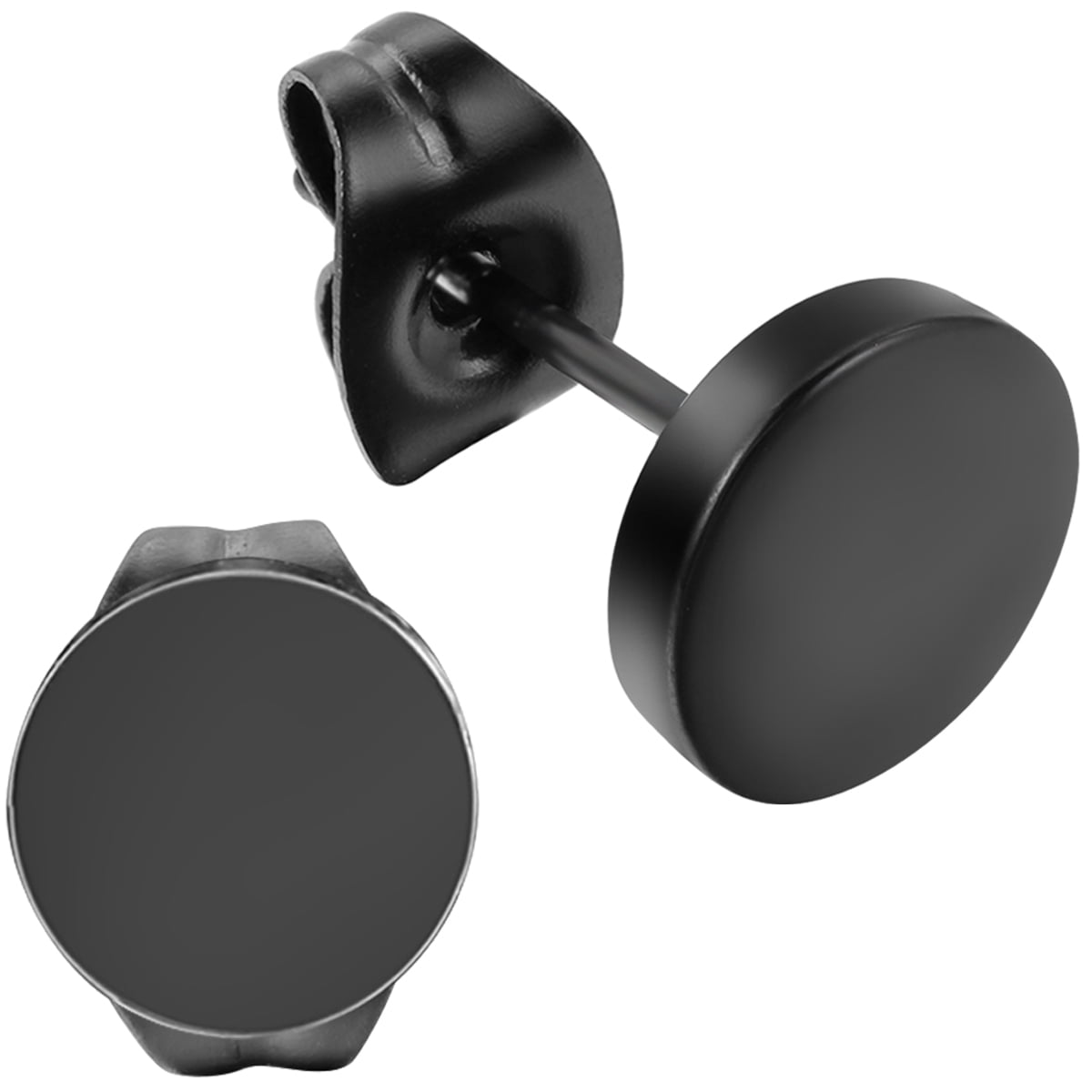 OIDEA Stainless Steel Black 6mm Round Tunnel Tapers Cheater Faux Fake Stud Earrings
