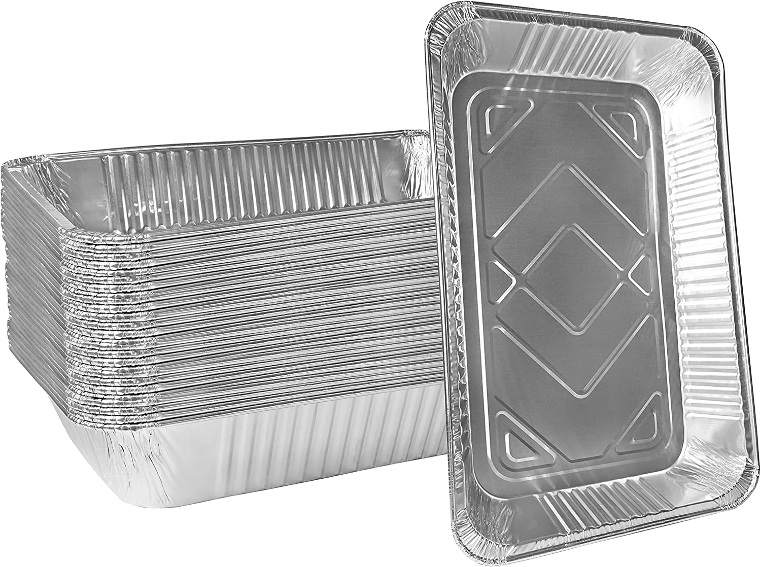 Stack Man 9x13 Disposable Aluminum Foil Pans 30 Pack Large Baking Pan Trays - Heavy Duty Tin Tray Half Size Chafing Dishes. Food Containers for