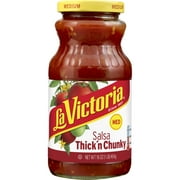 LA VICTORIA Thick 'N Chunky Salsa Medium, 16 oz Regular Glass Jar