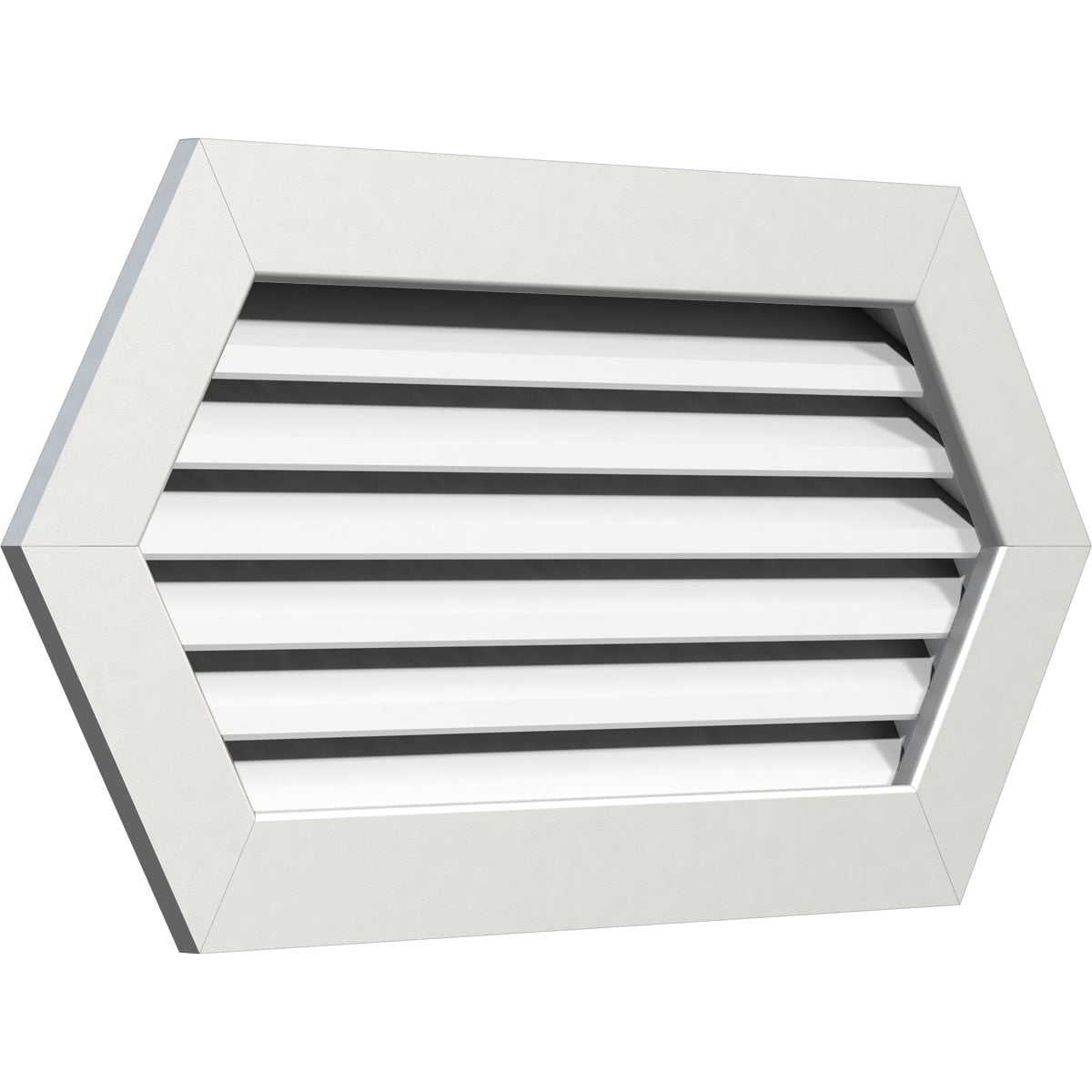 30"W x 30"H Horizontal Peaked Gable Vent (35 3/4"W x 35"H Frame Size): Functional, PVC Gable Vent w/ 1" x 4" Flat Trim Frame