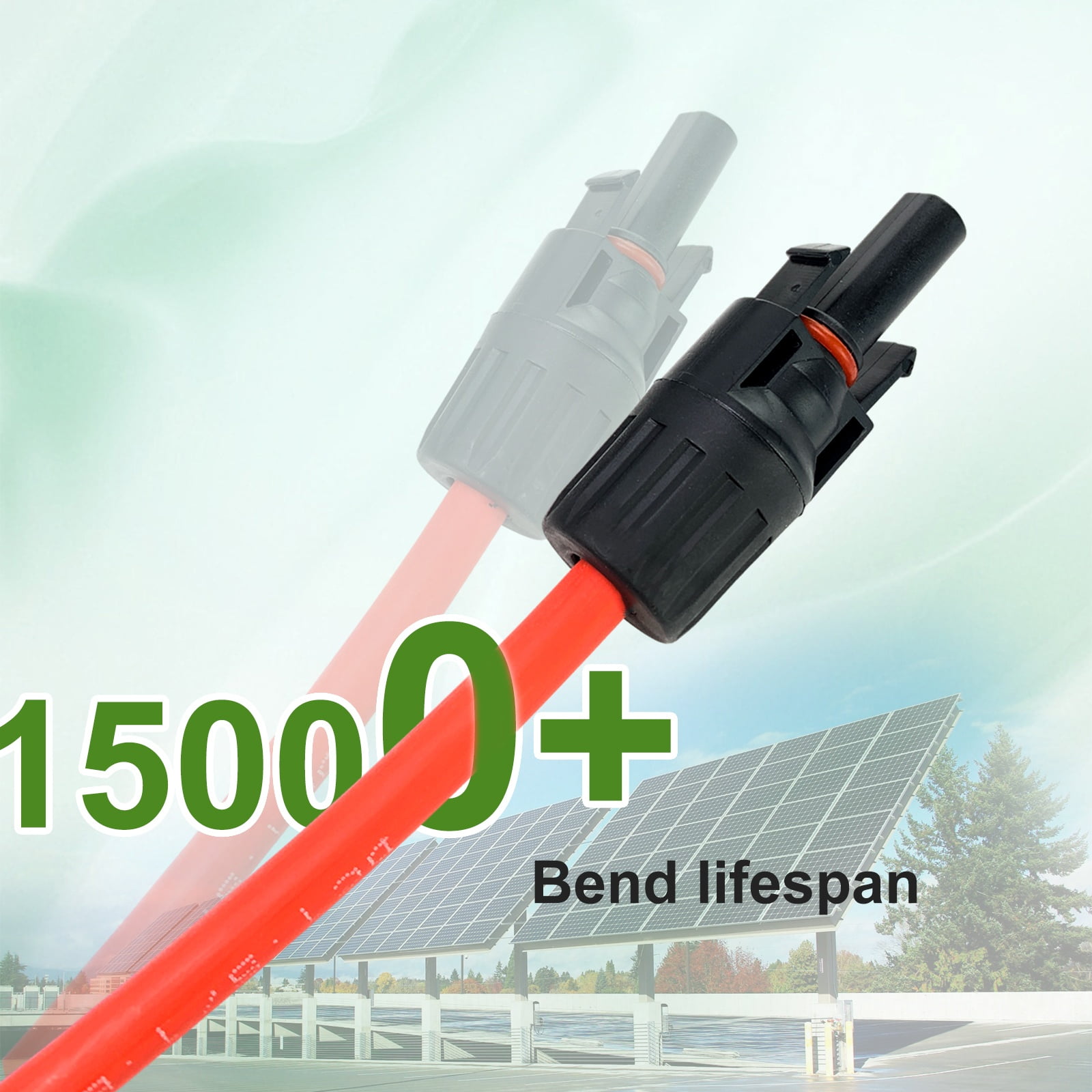 iMeshbean Solar Panel Extension Cable, 50FT 10AWG Solar Cable, Solar Panel Cable with Female and Male IP67 Waterproof Connectors for Outdoor Automotive RV Boat Marine Solar Panel